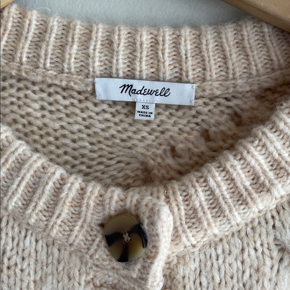 Madewell Cable Ashmont Cardigan Sweater Heather Powder - Picture 6 of 15